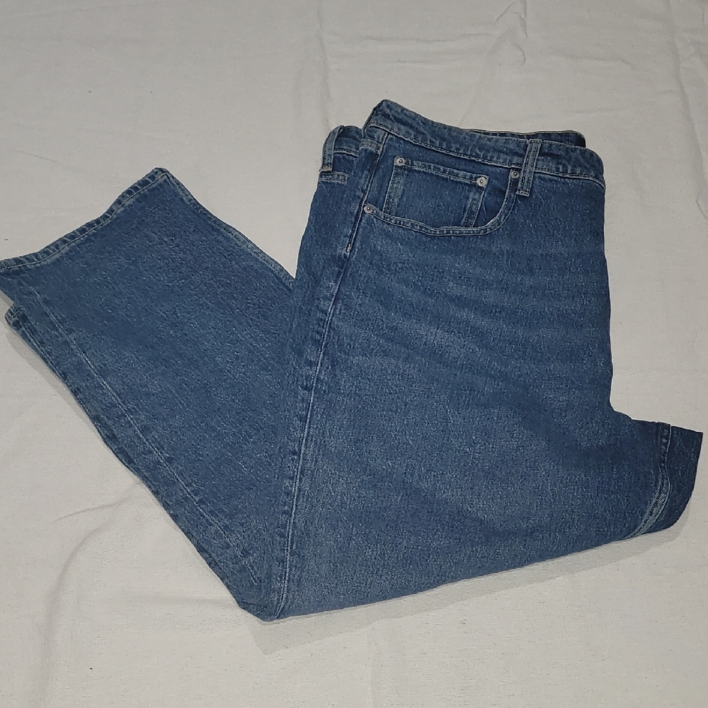 Blue Straight Leg Jeans Medium Wash